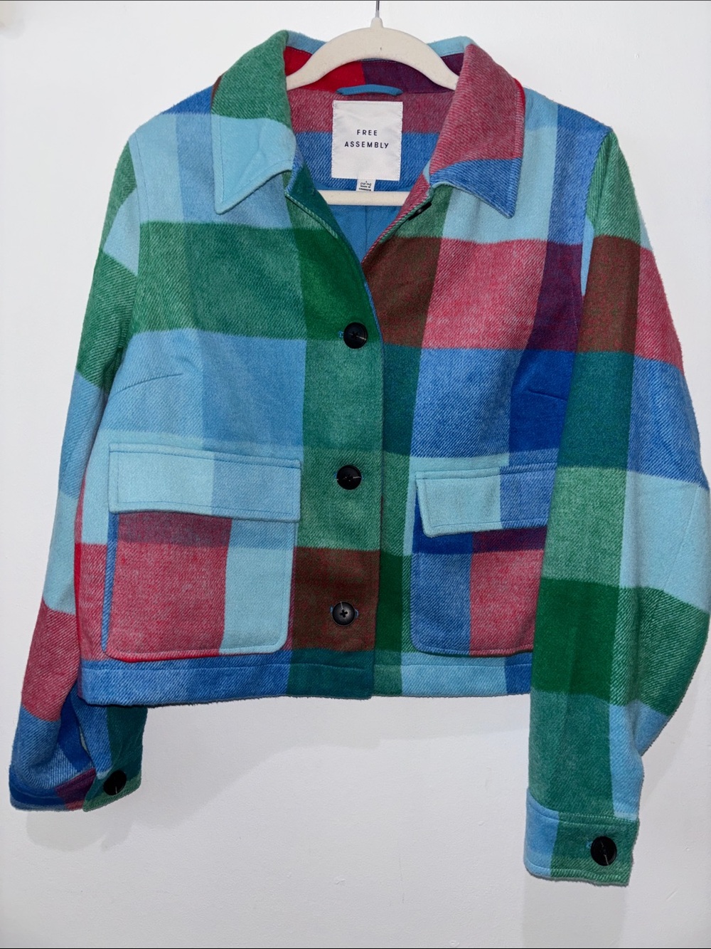Free Assembly Cropped Plaid Chore Jacket